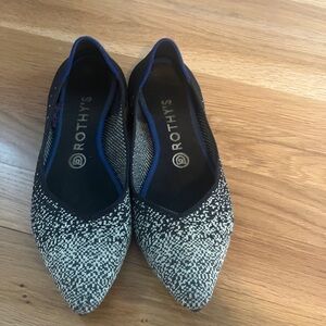 Rothy's Black and White Pointed Toe Flats
